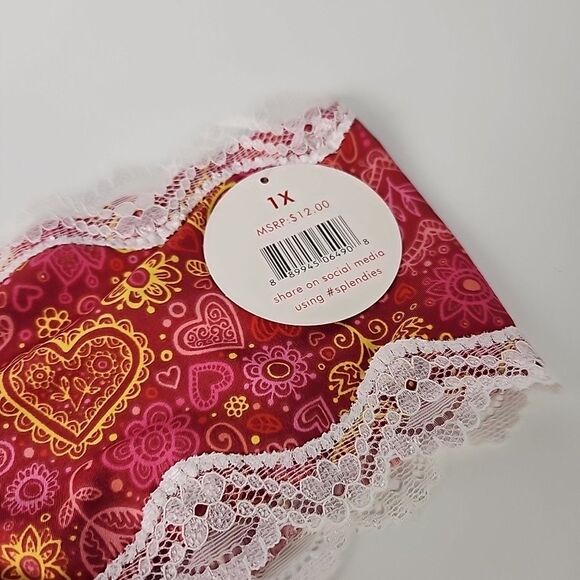 3 Splendies Cheeky Womens 1X Underwear Panties Sheer Lace Hearts Sexy NWT - Picture 9 of 13